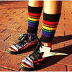 1 Pair Baby Kids Knee High Rainbow Striped Tube Socks Warm Socks Boy Girl Socks