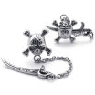 Hpolw Mens Vintage Stainless Steel Pirate Skull Stud Earrings Set 2pcs Color Silver