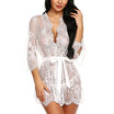 Womens Lace Kimono Robe Lingerie Eyelash Babydoll Sheer Nightwear