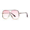 SHAUNA Oversize Stainless Steel Half Frame Women Square Sunglasses Fashion Men Purple Lens Glasses UV400