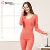 Urban beauty ladies thermal underwear set plus velvet autumn&winter new solid color simple U-neck seamless long-sleeved autumn clothes long pants two-piece 2W6300 light purple code