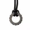 Mens Stainless Steel Check Pattern Silver Circle Leather Necklace