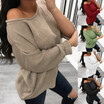 Autumn Dress Round Neck Long Sleeved Shoulder Dress Pure Color Sweater