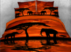 3D Elephants at the Waterfront Dusk Scenery 4-Piece Bedding SetsDuvet Covers