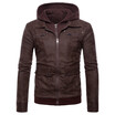 AOWOFS autumn new foreign trade mens large size mens hooded leather fake two-piece leather jacket B021