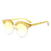 SHAUNA Venetian Pearl Decoration Half Frame Women Cat Eye Sunglasses Fashion Pearl Effect Frame Ladies Clear Lens Shades UV400