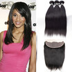 Unprocessed Straight Hair With Frontal 3 Bundles Human Virgin Hair with Closure Frontal 13x4 Lace Closure with Bundles Deal