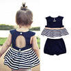AU Stock 2Kids Baby Girls Navy Blue Dress TopShorts Pants Set Clothes Outfits