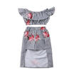 US Striped Girls Off-shoulder T-shirt Pants Peacock Skirt Dress Clothes Outfits