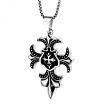 Retro flower-de-luce Pendant Titanium steel Mens Cross Punk Necklace - 24 inch