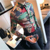 High Quality Korean Shirt Men Fashion 2018 New Spring Long Sleeve Camouflage Print Men Casual Shirts Slim Fit Party Dress Shirt