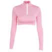 Women Turtle Neck Crop Tops Long Sleeve Plain Polo Short Stretch T- Shirts lot