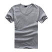 New Mens T Shirt Cotton Slim Fit Muscle Top Short Sleeve Plain Deep V Neck