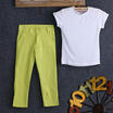 2015 Children Baby Girls White T-ShirtPants Two-pieces Summer Outfits Set 2-7Y