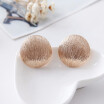 Golden fashion round beauty gift ear clip wire drawing effect earrings wholesale jewelry