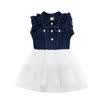 AU Stock Princess Toddler Kid Baby Girl Summer Denim Tulle Tutu Party Dress 2-7Y