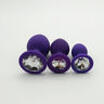Black Butt Toy Plug Anal Silicone Jeweled Gem 3 Size Set