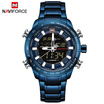 NAVIFORCE Luxury Dual Display Digital Quartz Men Watch Stainless Steel Luminous Sports Watch Chronograph Water-Proof Man Clock G