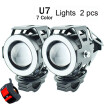 2Pcs Motorcycle headlight U7 LED 12V 125W 7 Colors Motorbike driving auxiliary head Lamp Super Bright Motor Bicycle Fog Light