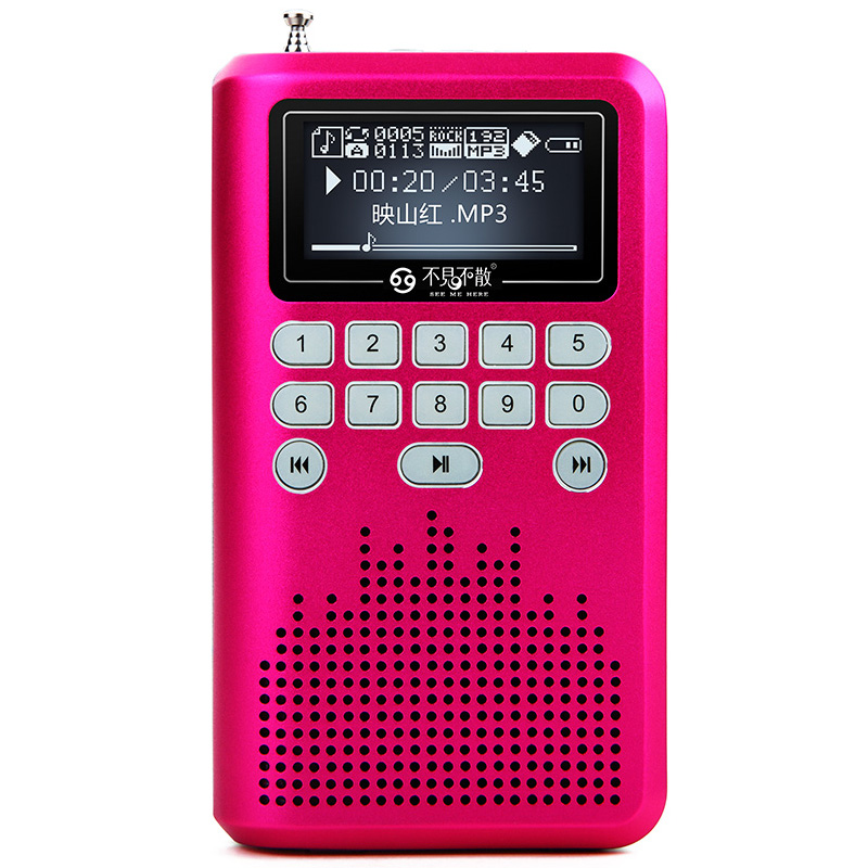 See me here LV290 metal portable card loudspeaker big screen night view of the elderly radio mini stereo pearl red