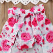 Adorable Kids Baby Girls Tops Floral Skirt Tail Shorts Headband 4PCS Outfits Set