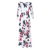 Trendy Round Collar 34 Sleeve Floral Print Pocket Women Maxi Dress
