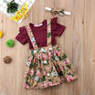 3PCS Newborn Baby Girl Short Fly Sleeve RomperFloral Belt Dress Skirt Outfit US
