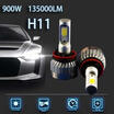 2 Pcs H9 H11 H8 900W 135000LM Car LED Headlight Bulbs COB kit 6500K White UK