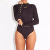Sexy Womens Jumpsuit Long Sleeve Stretch Bodysuit Blouse Leotard Top T-shirt ZJ