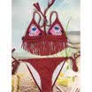 Sexy Swimwear Womens Tassel Bikini Top Bandage Push-Up Padded Swimsuit Beachwear