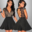 Womens Lace Party Cocktail Mini Dress Ladies Summer Backless Skater Dresses