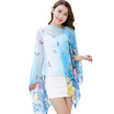 MSEK WSJ161687 Women&39s scarf printing shawl scarf dual-use long section of the beach towel wild chiffon scarf Dielianhua blue