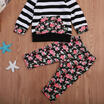 Newborn Baby Girl Flower Stripe Hoodie Top Pants Outfits Set Cotton Clothes 0-2Y