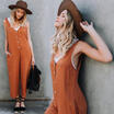 Sexy Women Strap V Neck Backless Wide Leg Pants Jumpsuit Romper Clubwear Buttons