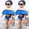 Denim Newborn Toddler Baby Girl Off Shoulder Crop TopsShorts Outfit Clothes Set