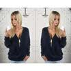 UK Womens Jumpers Pullover Tops Blouse Ladies V-Neck Long Sleeve Hoodie Zip Up