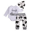 3PCS Newborn Baby Boys Tops Romper Pants Leggings Hat Outfits Clothes Set 0-18M