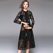 Lace Embroidery Waist Long Sleeves Dress