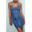 Womens Holiday Strappy Button Denim Ladies Summer Beach Mini Swing Sun Dress