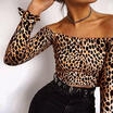 New Women Off Shoulder Casual Slim Crop Top Leopard Print Tank Top Fashon Blouse