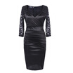 Europe & America New Stylish Women Sexy Mature Ruffle Vintage V-Neck Lace Patchwork Party Female Pencil Sexy Bodycon Dresses