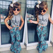 Newborn Kid Baby Girls Vest Tops T-shirtWide Leg Floral Pants Outfits Clothes