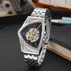 Men Mechanical Watch Skeleton Triangle Dial Automatic Luxury Steel Case Digital