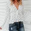 Women Lady Satin V-Neck Long Sleeve Loose Blouse Chiffon Casual Shirt Tops Nice