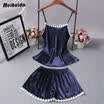 US Sexy-Lingerie-Women-Silk-Lace-Robe-Babydoll-Nightgown-Ladies-2PCS-Sleepwear