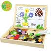 Educational 3D Magnetic Puzzle Double Faced Writing Wooden Board Easel Toy Kids