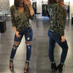 Womens Long Sleeve Camouflage T-shirt Sweatshirt Hoodies Pullover Jumper Top