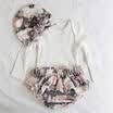 Newborn Baby Girls Romper Tops Jumpsuit Floral Tutu Pants Hat Outfit Clothes Set