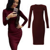 Women Long Sleeve Dress Ladies Winter Knitted Jumper Sweater Dress Tops Pullover