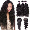 Unice Hair Icenu Series Brazilian Human Hair Natural Wave 3 Bundles With Lace Closure 44 Free Part Remy Hair Extension